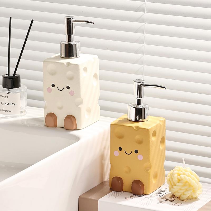 Cheesecake Ceramic Hand Sanitizer Bottle Creative Cute Bathroom Soap Dispenser Home Ceramic Shampoo Body Wash Storage Bottle New