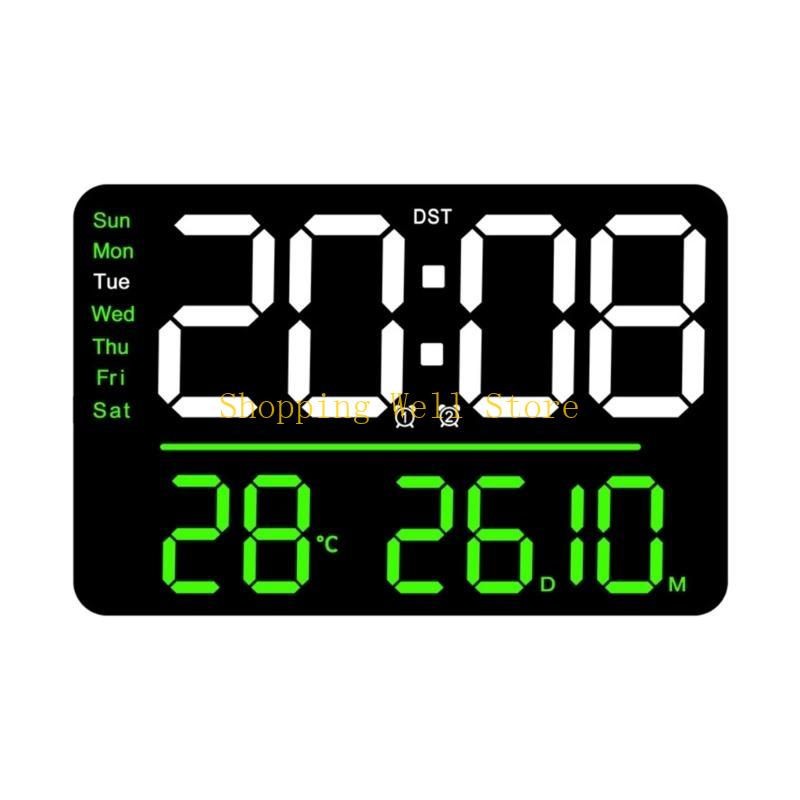 KX4B Digital Clocks Wall Clock Date/Week/Temperature Display 2 Alarm Clocks Contemporary Bedroom Alarm 11  Large Screen