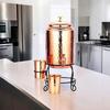 Copper Water Dispenser Set, 5 Litres, with Stand, 2 Glasses and ABS Tap, HaMmered Design (HaMmered Natura)