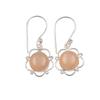 Natural Peach Moonstone Gemstone 925 Sterling Silver Handmade Earrings 1.40" EE-56-29