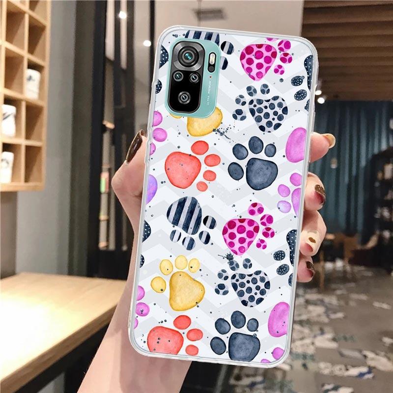 Dog Footprint Paw Cute Soft Phone Case For Xiaomi Redmi Note 12 12S 13 14 11 11S 10 Pro 10S 11T 11E Plus 14Pro Pattern Cover Not