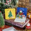 Merry Christmas Fold Small Greeting Cards with Envelopes Xmas Postcard Navidad New Year 2025 DIY Gift Card Decoration Noel