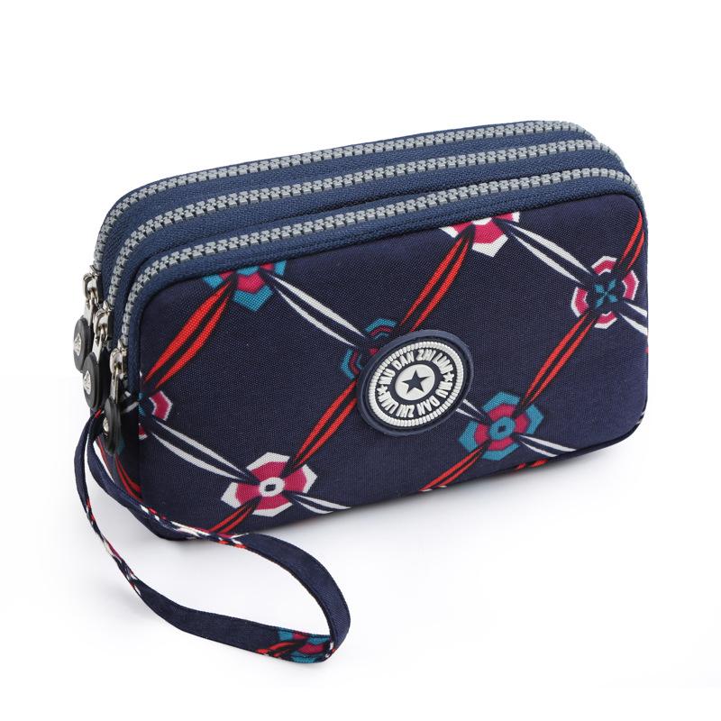 Waschbare Denim Damen Mehrfachfach-Clutch: Münz-, Make-up- und Handyaufbewahrung.