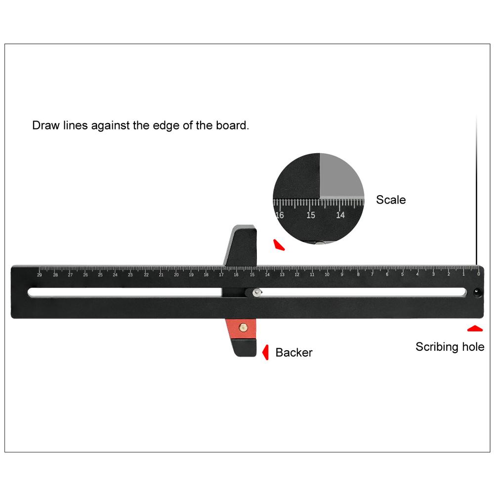 290mm Aluminum Alloy Woodworking Circular Drawing Ruler Multifunctional Carpenter Measurement Tool