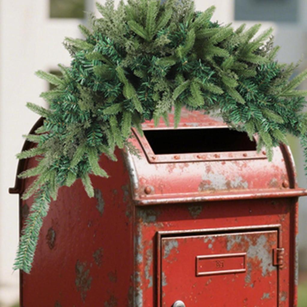 43.5 Inch Christmas Garland Artificial Pine Needle Mailbox Swag Wreath Winter Festival Front Door Wall Window Decoration