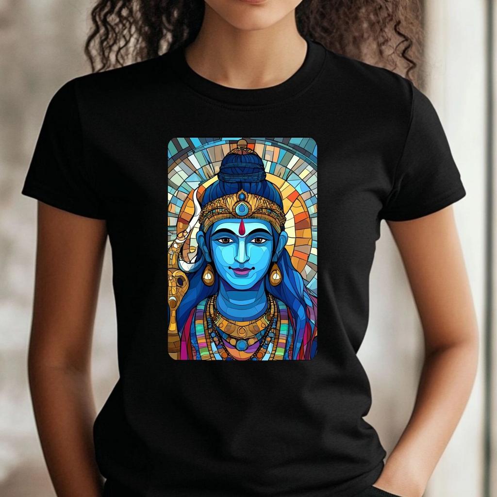 T-Shirt Women Shiva Stained Glass Motif Cotton Size XS To 3XLWill Be Opened In a New Window or Tab
