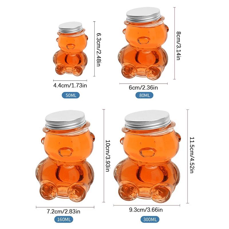 Tilted Bear Glass Bottle For Coffee Concentrate Milk Juice Leakproof Bottle With Lid Mason Jar Portable Empty Jar