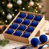 12Pcs Colorful Velvet Christmas Balls 6CM Xmas Hanging Pendants Ornaments  For Home Decor