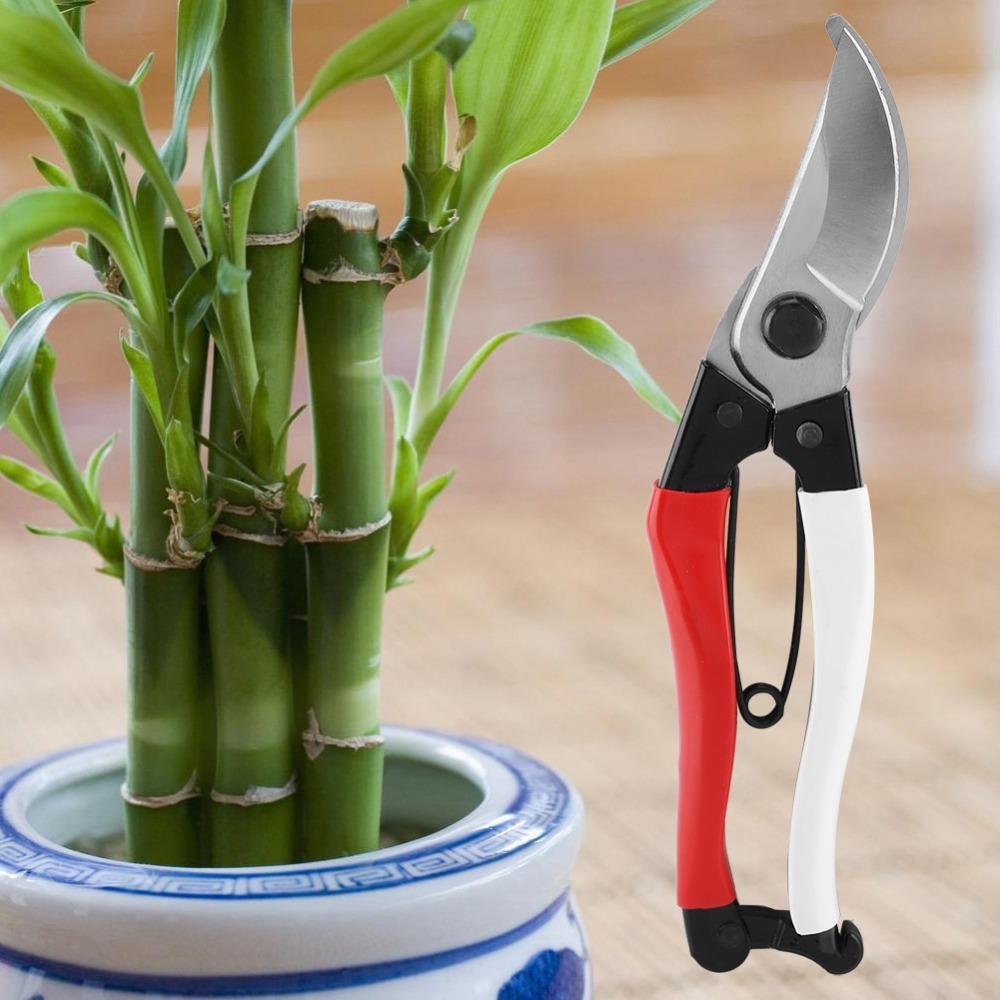 High Carbon Steel Pruning Shears Ergonomic Handle Silver and Red Garden Scissors Sharp Blades Elbow Design Hand Pruner