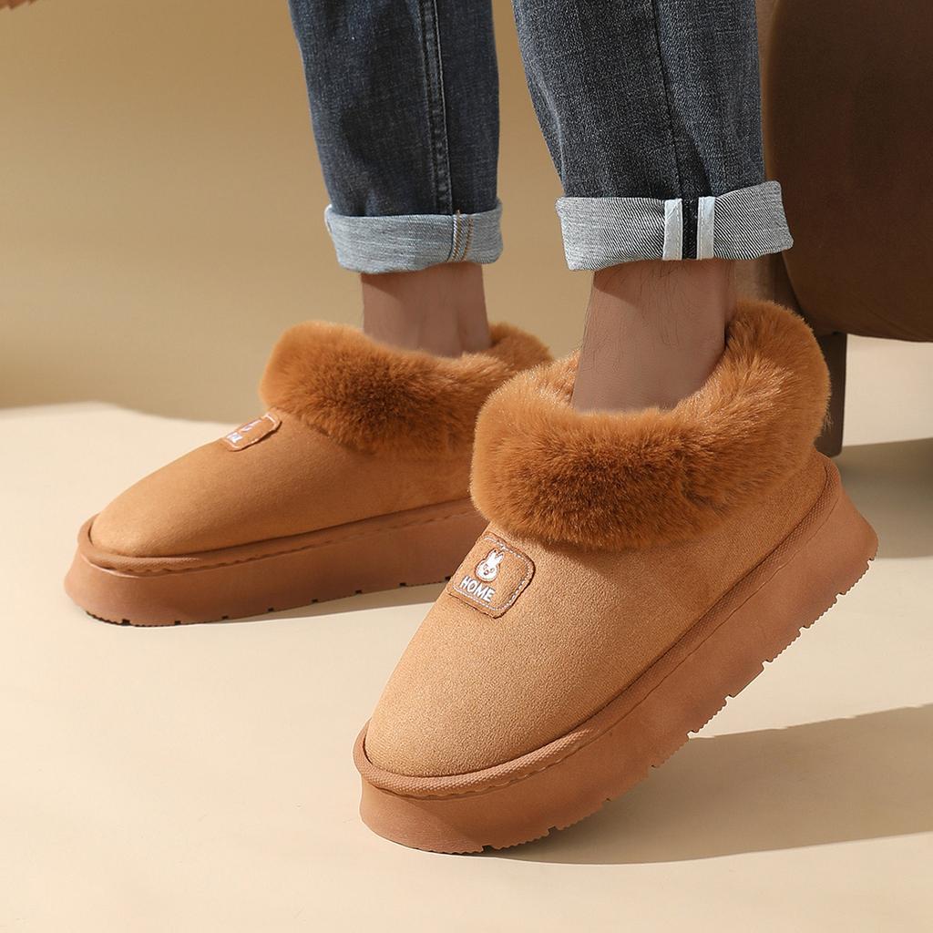 Women's Slippers Thick Soled Boots With Heels Short Ankle Boots Fleece Lined Slippers Outdoor Casual Women's Slippers Size 9