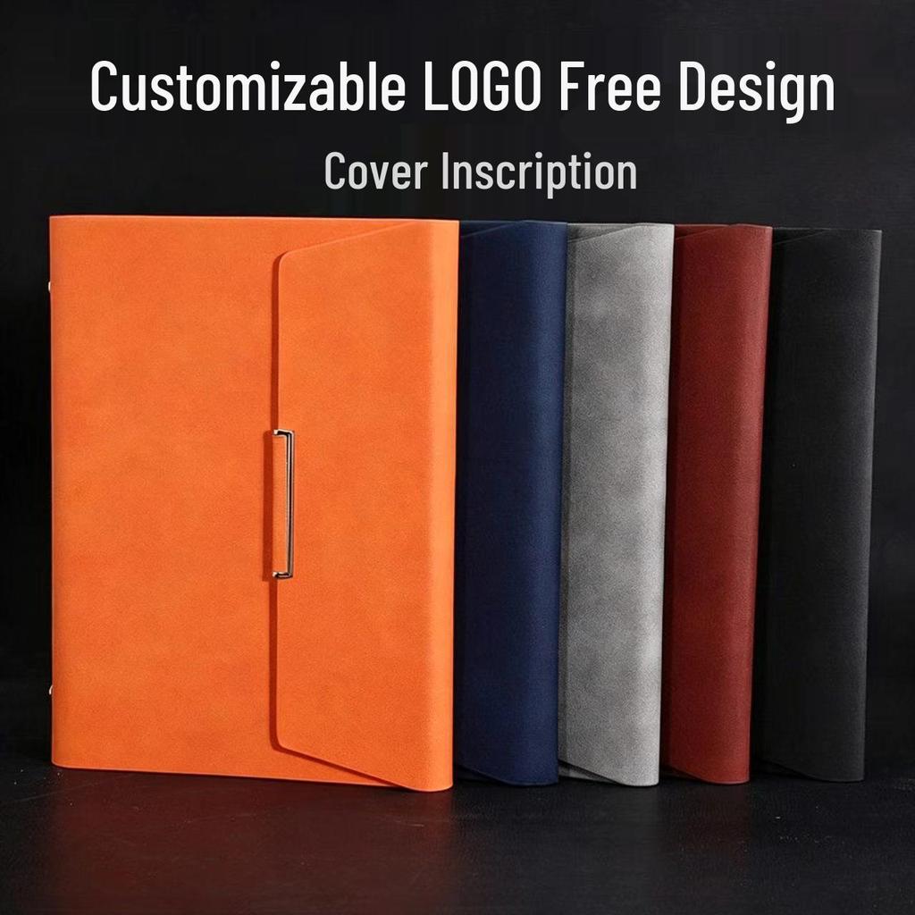 A5 Three-fold Notebook with Loose-leaf Sheets, Magnetic Closure, and Custom Gift Box - Business Diary with Personalized Designs