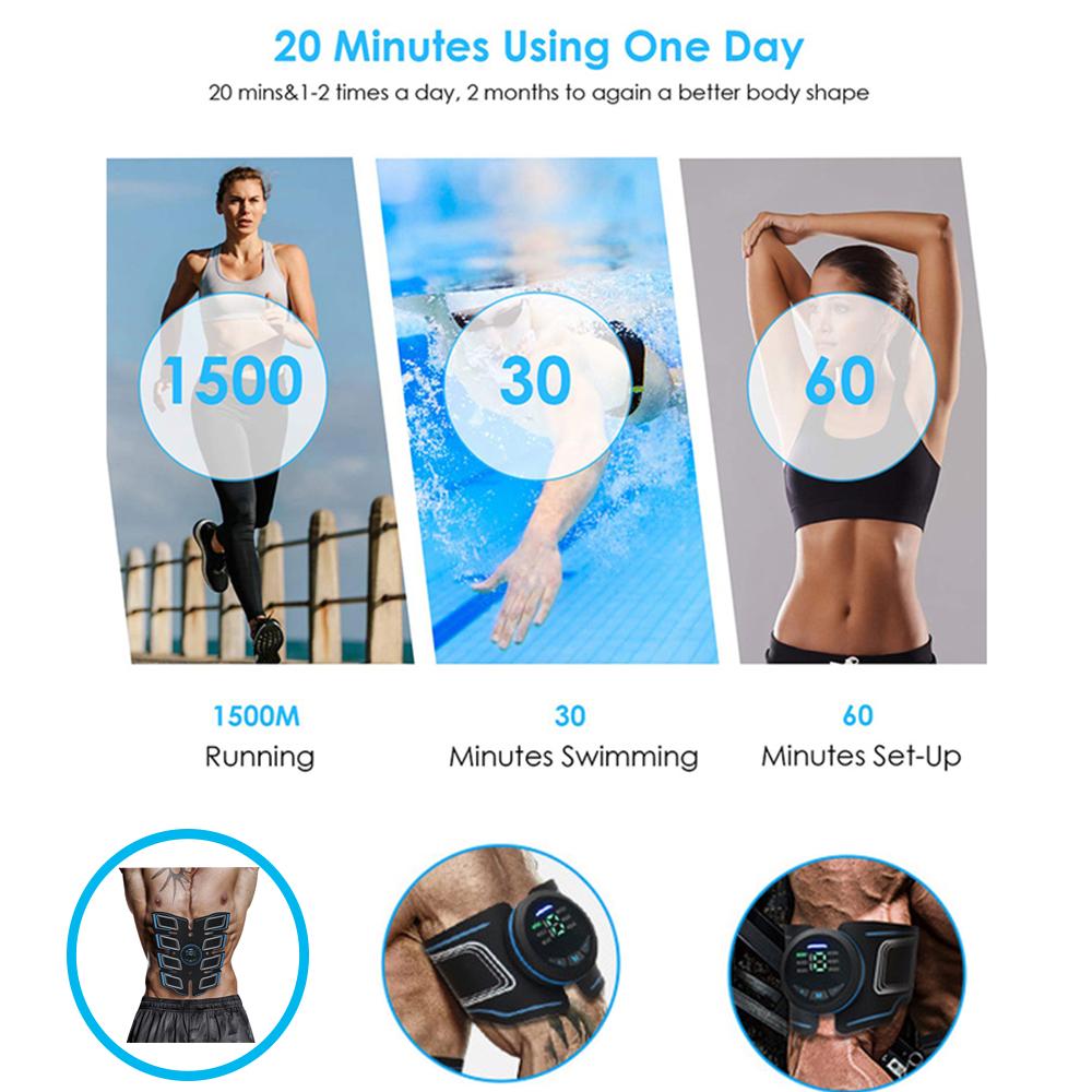 Abdominal Muscle Stimulator ABS EMS Trainer Body Toning Fitness USB Rechargeable Muscle Toner Workout Machine Men and Women Training