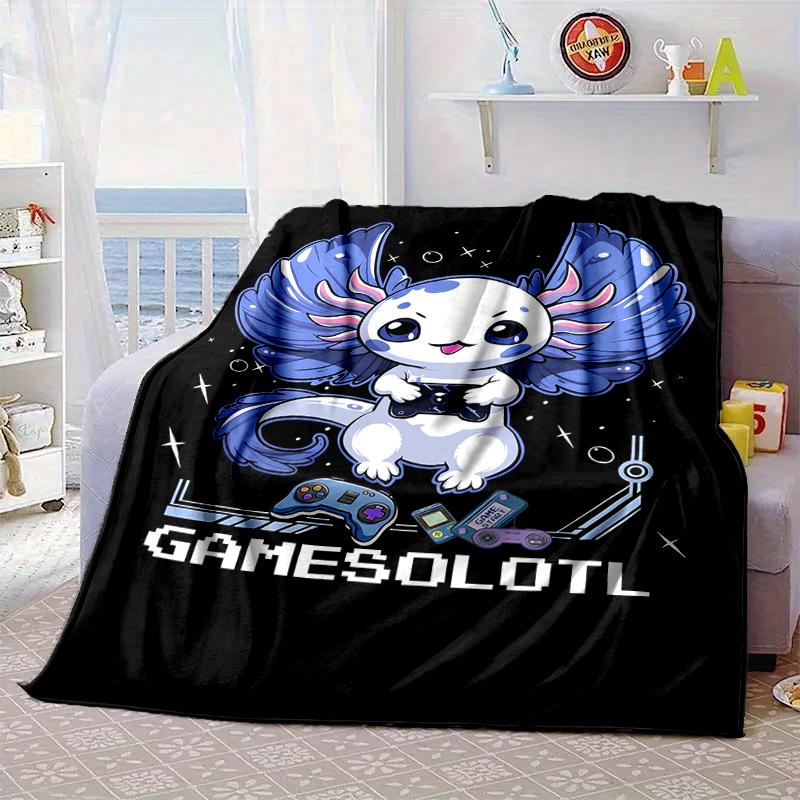 Fantasy Axolotl Moon Night Sky Blanket Flannel Blanket for bed, sofa, Camping, Hiking, Picnic Essentials, gift for family Fan gifts