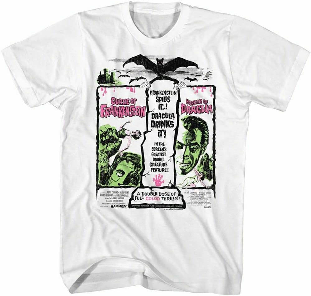 Hammer Horror Dracula and Frankenstein Adult T Shirt 3XL
