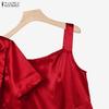 ZANZEA Women Short Sleeve Cardigan Tops and Sleeveless Dress Summer Two Piece Suit Sets