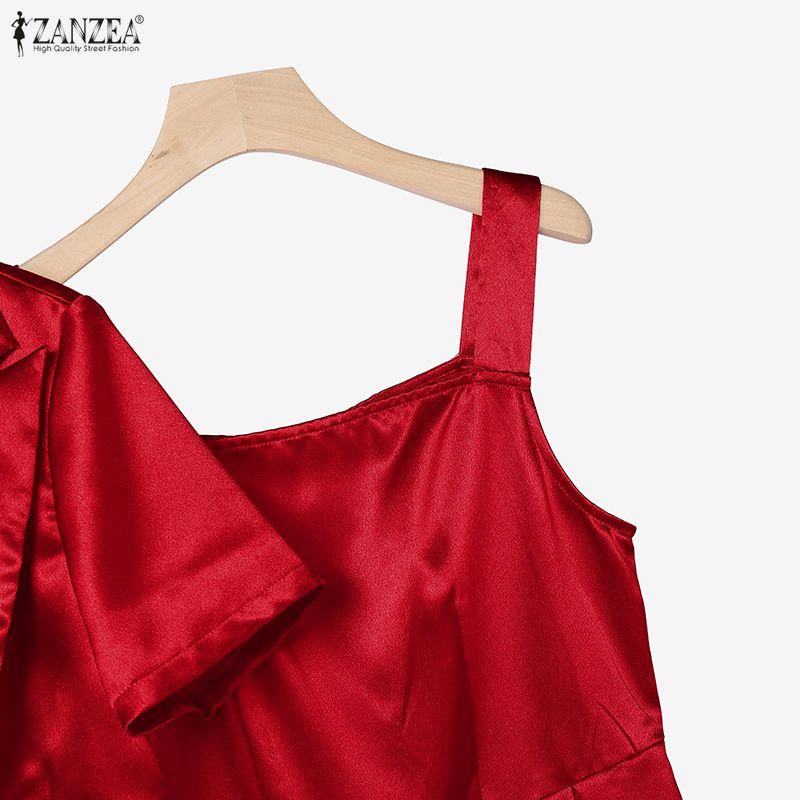 ZANZEA Women Short Sleeve Cardigan Tops and Sleeveless Dress Summer Two Piece Suit Sets