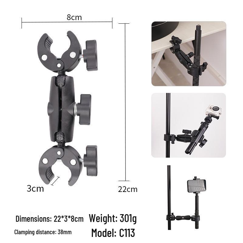Dual-Headed Universal Action Camera Handlebar Mount Clamp for Motorcycles