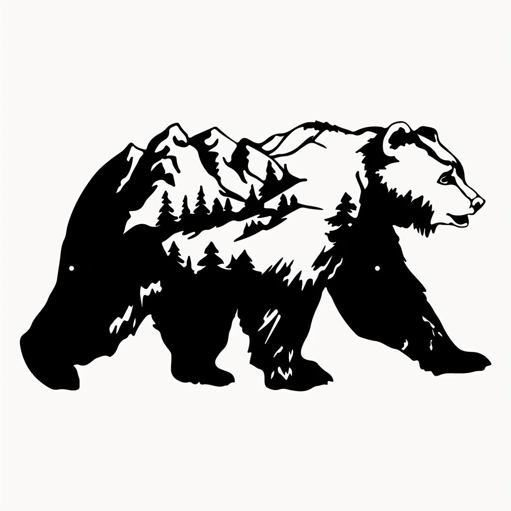 Bear and Forest Metal Wall Art Decor - Modern Art for Bedroom, Office, and Farmhouse | Stylish Fence and Wall Decorations