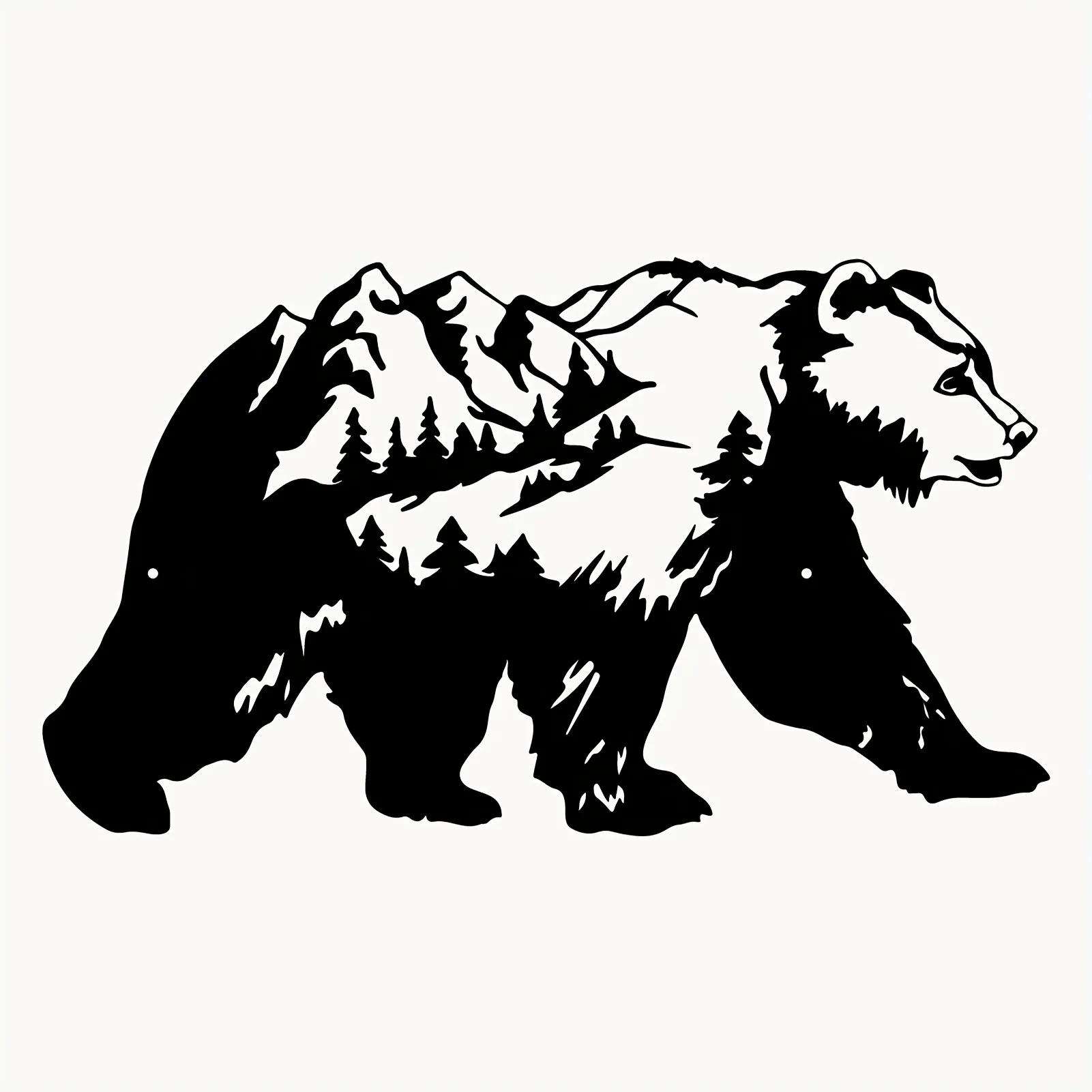 

Металлический настенный декор «Медведь и лес» — современное искусство для спальни, офиса и фермерского дома | Стильные украшения для заборов и стен светло-желтого