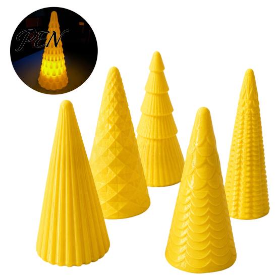 Reusable Holiday Accents 5Pcs Illuminated Christmas Tree With/No LED Lights, Nordic Style Luminous Modern Minimalist Home Ornaments Tabletop