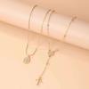 Salircon Hip Hop 2Pcs/Set Unique Cross Pendant Necklace for Women Fashion Metal Collarbone Chain Y2K Party Jewelry Gift New