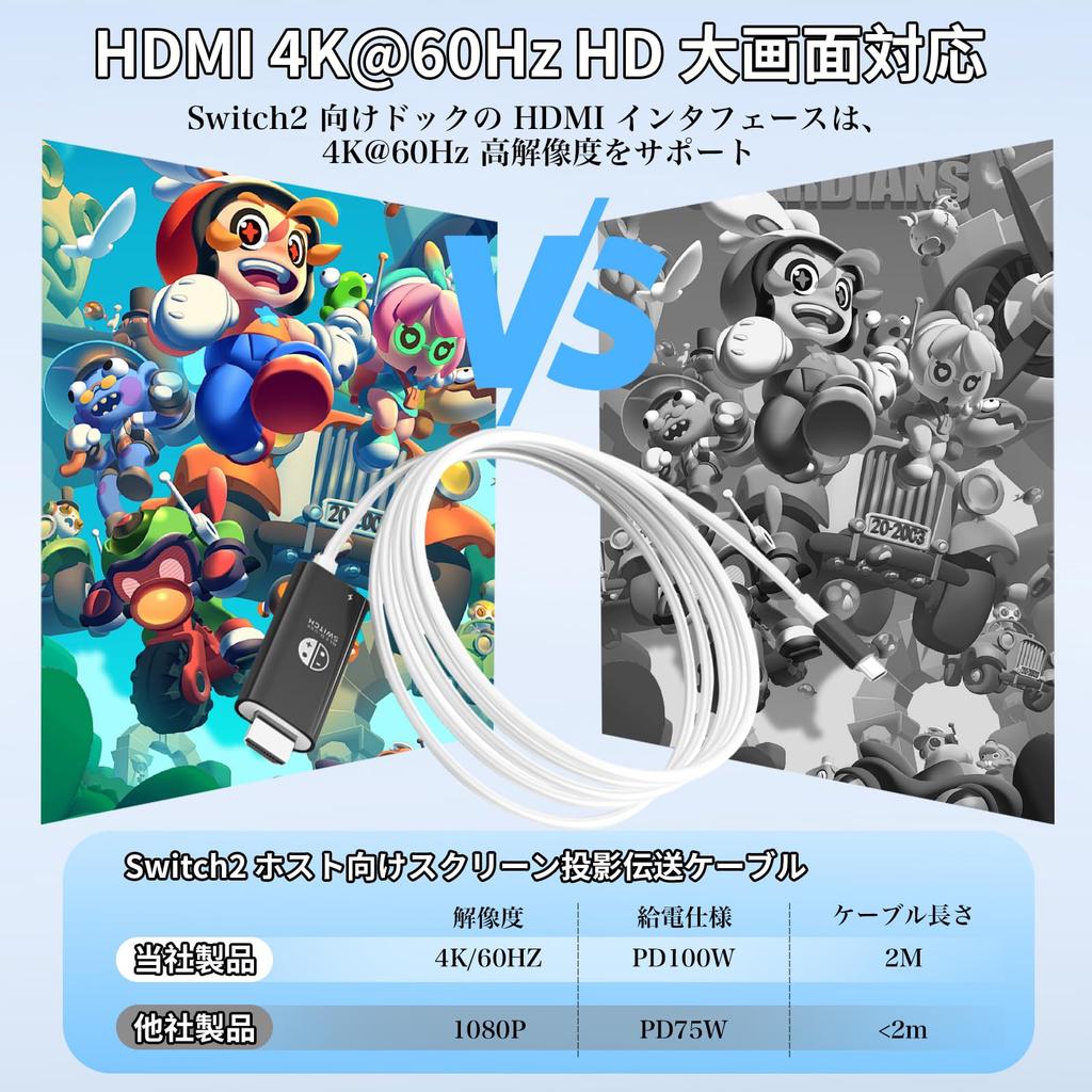 Für Für Switch 2 TV-Verbindung Direkt TV zu HDMI Kein Kompaktadapter und [Neu 2025] Dock, Ausgang, 4K@60Hz, Ausgang, Multifunktions-Dock, Typ-C