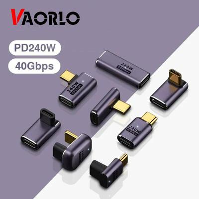 USB 4.0 PD 240W 8K 60Hz Charger Connector for Macbook 40Gbps High Speed USB C OTG U-Shape Straight Angle Male To Female Adapter
