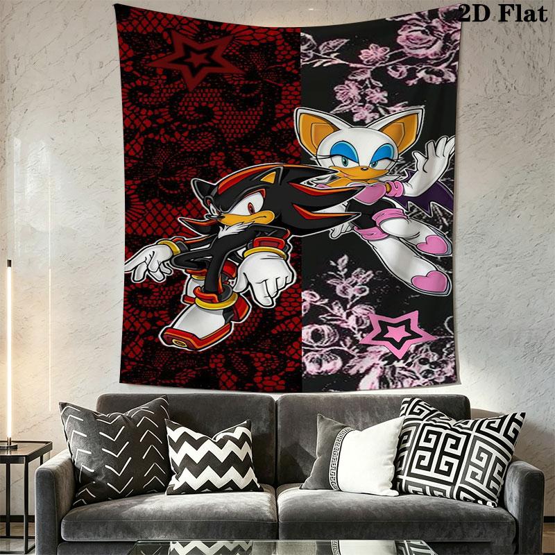 Hedgehog Sonic Wind Wall Hanging Printed Fabric Blanket Decorative Tapestries for Bedroom Living Room Home Decor