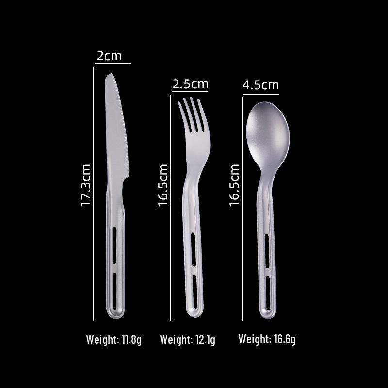 Titanium Ultralight 3-Piece Camping Cutlery Set: Knife, Fork, Spoon for Outdoor Travel & Hiking