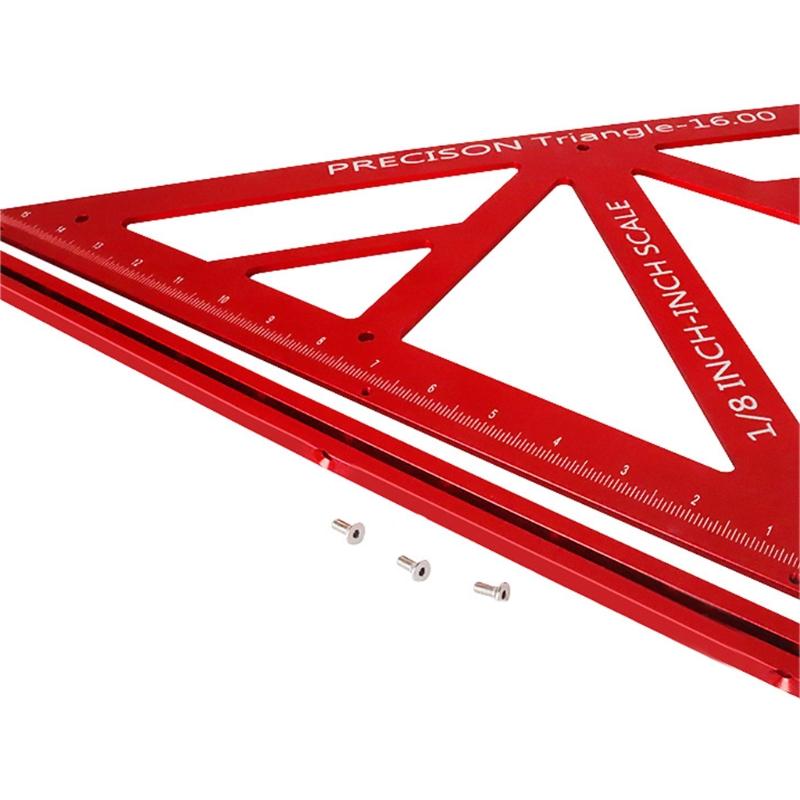 Triangular Angle Ruler Large 16Inch 45/90 Degrees Durable Aluminum Alloy Easy-read Layout Gauge Woodworking Measure Tool