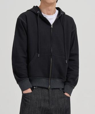 Toffee Semi-Crop Zip-Up Hoodie (Black)