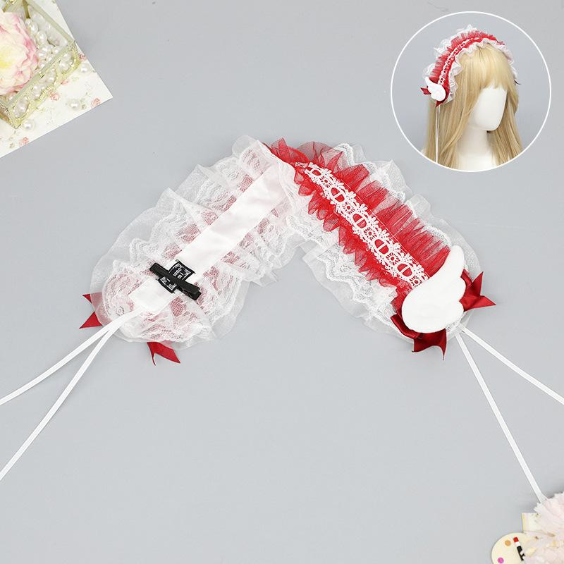 Handmade Bow Lace Headband Japanese Girl Lolita Hairpin Soft Cute Two-dimensional Headgear Cute Sister Hair Accessories