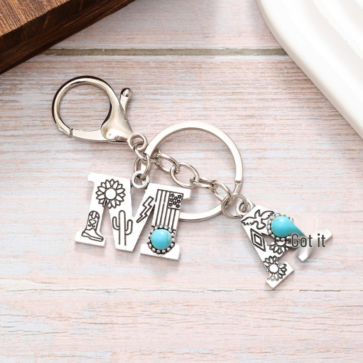 Alloy Retro European-American Keychain Pendant for Bags and Cars