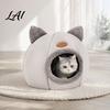 Comfortable Kitty Shelter Plush Cat Cave Bed with Ears Enclosed Cozy Hide Bed Non-slip Lovers Gift Bottom Warm Winter Pet Nest for Indoor