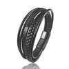 High Quality 4  Color Men Stainless Steel Magnetic Clasp Bracelet Red Multi-layer Braided Leather Wristband Fashion Punk Jewelry