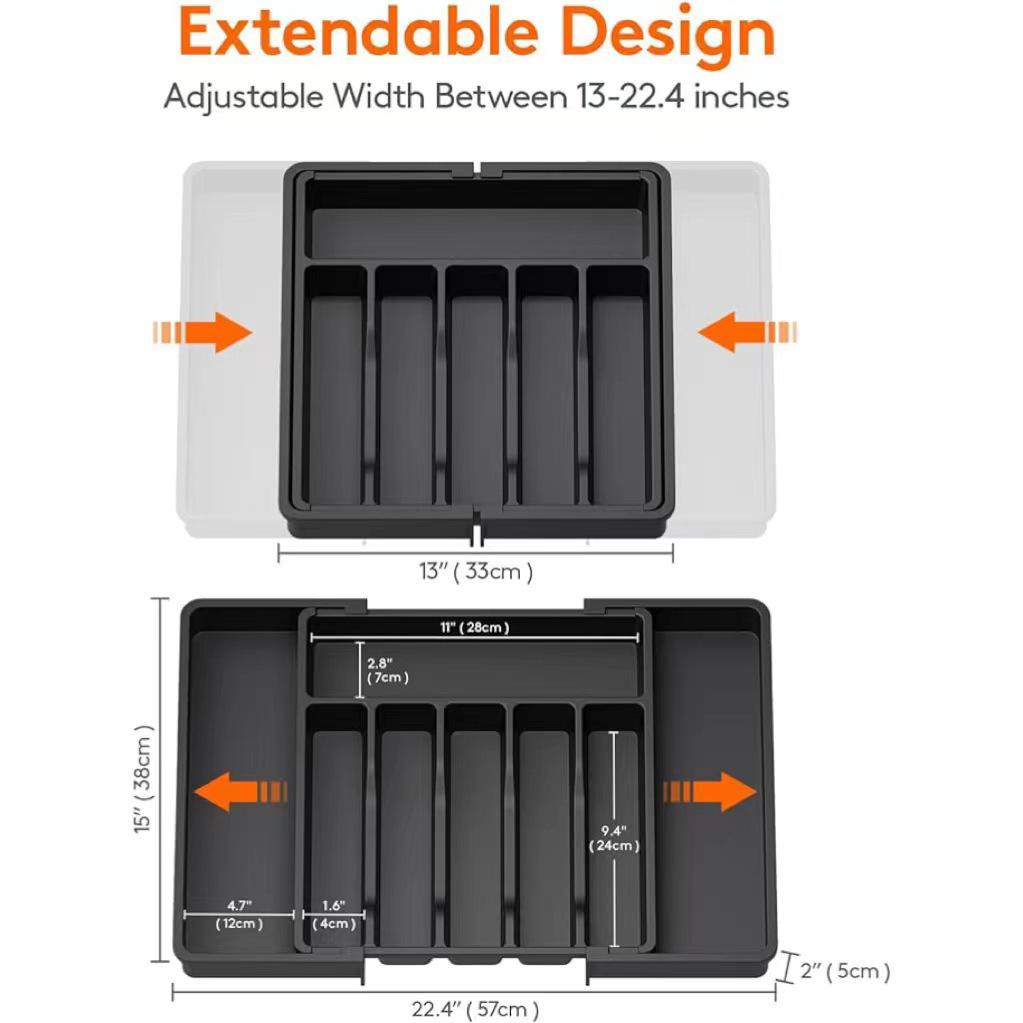 Adjustable Silverware Storage Box - Cross-Border Retractable Cutlery Rack Drawer Organizer