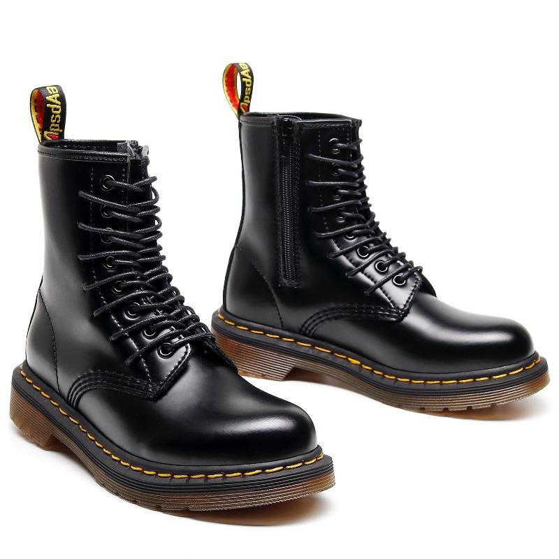 15 Vysoké 1460 Pracovní boty Dámské Tvrdá kůže Otevřený okraj Korálek Krátké boty Pánské Lesklé kožené boty Kulatá špička Lokomotivní boty