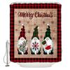 Christmas Gnomes Shower Curtain Set,Cute Winter Xmas Holiday Tree Buffalo Check Plaid Shower Curtains For Bathroom Decor,Hooks