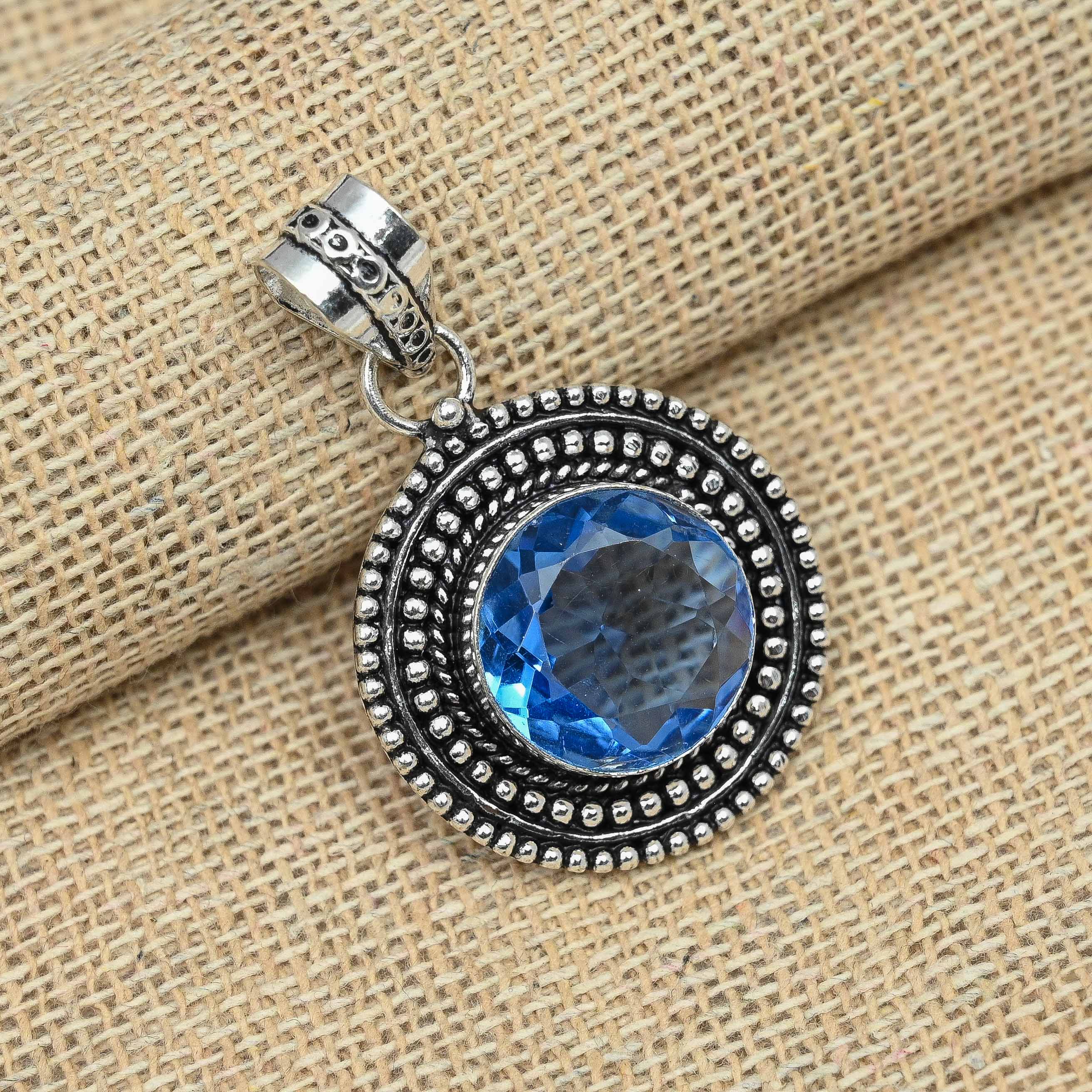 

AAA + танзанит драгоценный камень стерлингового серебра 925 ручной работы круглой формы кулон ювелирные изделия 1.65 синий