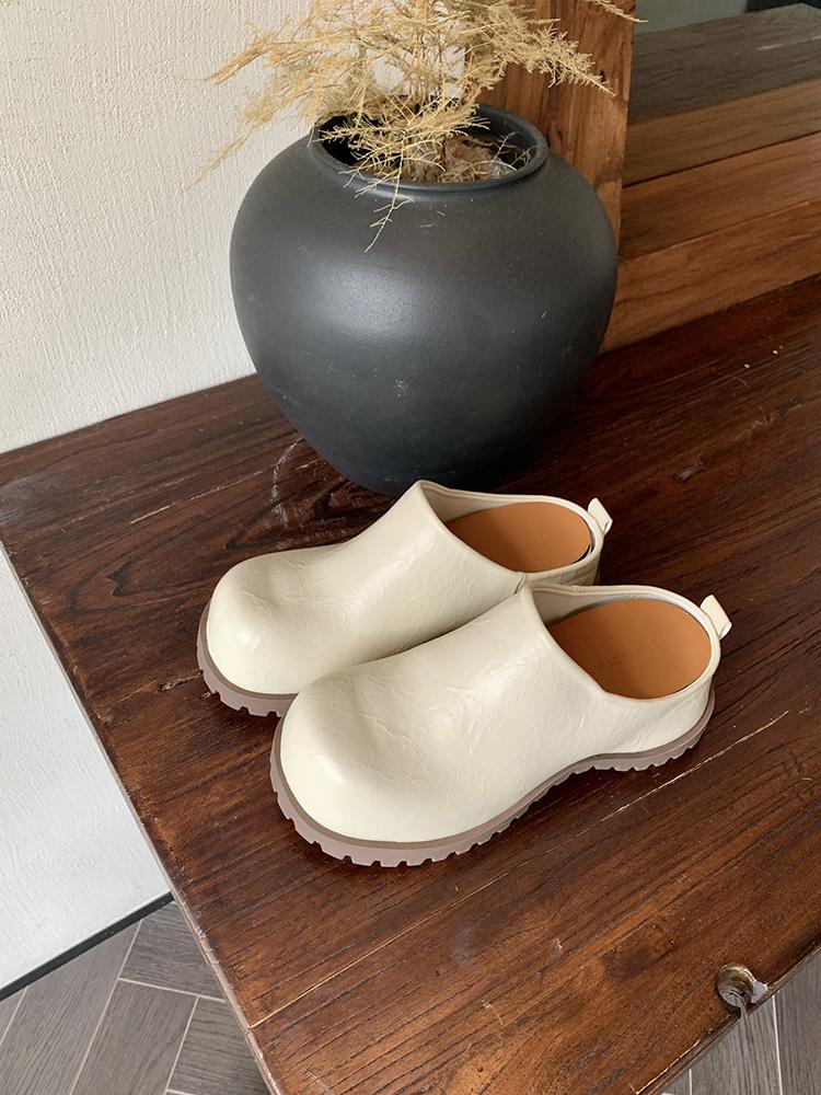 Women's Slippers Closed Toe Thick Bottom Increased Inner Height Sandals Retro Solid Color Flat Bottom Women's Slingback Shoes