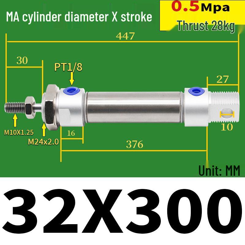 Corrosion Resistant Stainless Steel Pneumatic Cylinder 16-40mm/50-150mm