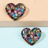 Korean Fashion Heart Metal Hollow Stud Earrings For Women Girl Luxury Bling Color Crystal Party Jewelry Aesthetic Accessories