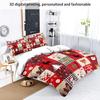 3pcs Checkered Christmas Print Coreless Bedding Set Dormitories Bedrooms Soft and Comfortable Multiple Sizes Machine Washable