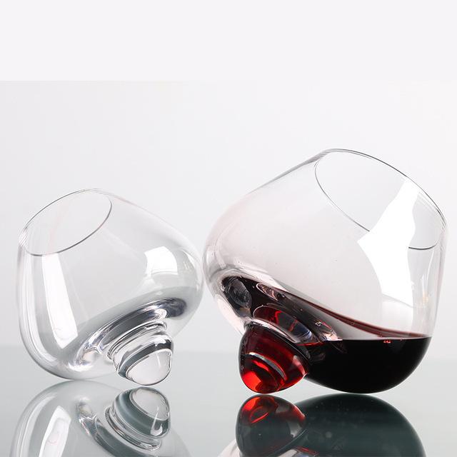 Crystal Liqueur Glass Rocking Whiskey Tumbler, Rock Cup, Tumbler, Liquor, Cognac, Brandy, Snifter Wine Glasses, Denmark Design 235ml