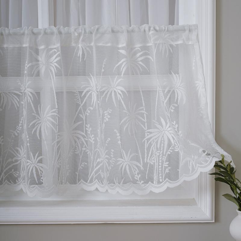 Breathable Sheer White Curtains for Window Stylish Lace Designs Kitchen Dining Decoration