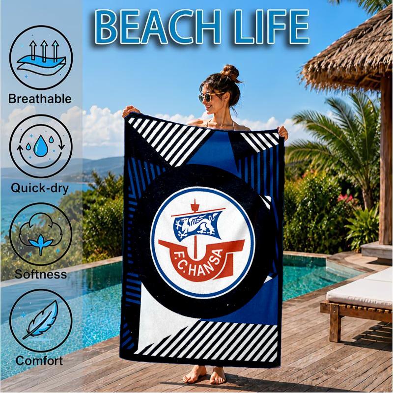 FC Hansa Rostock Wappen Design Strandtuch, Schnelltrocknend, Pflegeleicht, Geeignet für Fitness und Strandurlaub, Sport-Essential