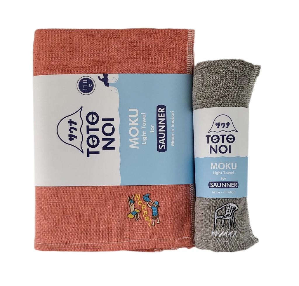 Kontex Sauna MOKU Bath Towel Face Towel Heat Wave and Totonoiis <59507-90> & (1 Each) - (Mandarin) (Gray)