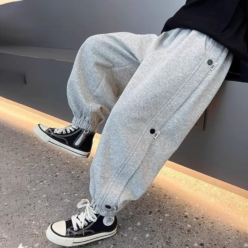 Boys Spring and Autumn Solid Color Sweatpants Casual Joggers Loose Soft Trousers