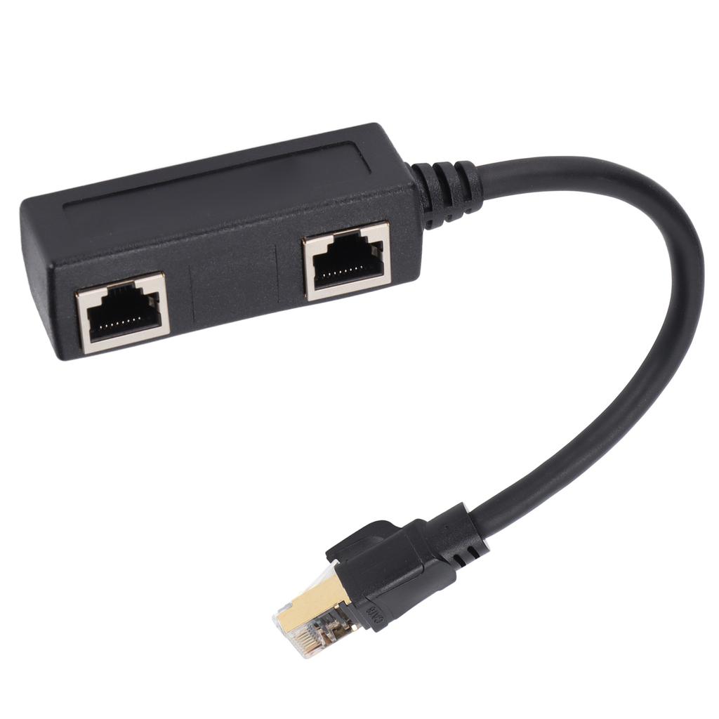 Ethernet Splitter Practical Stable Reliable Durable Black CAT8 Network Cable Adapter for Home Office