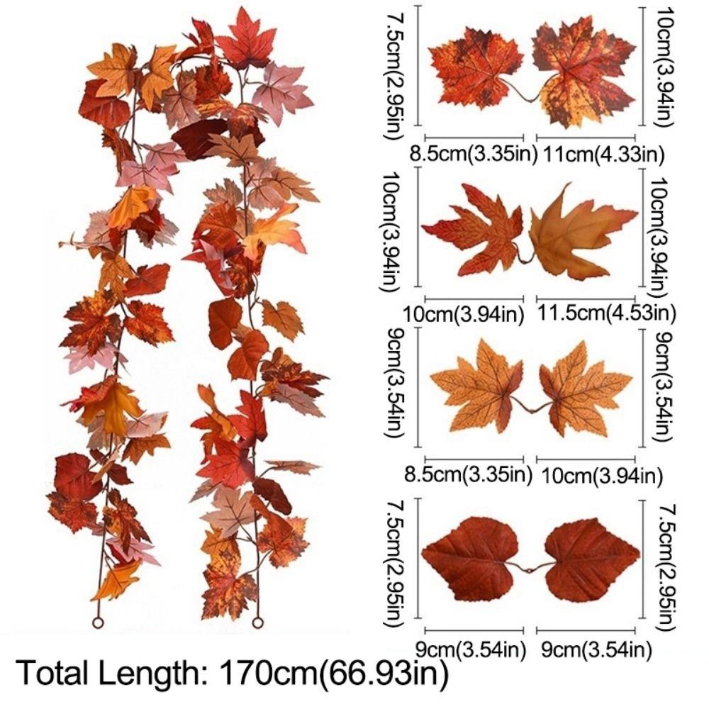 1.7m Red Autumn Maple Leaves Creative Fake Autumn Vines Artificial Maple Garland  Halloween Decor